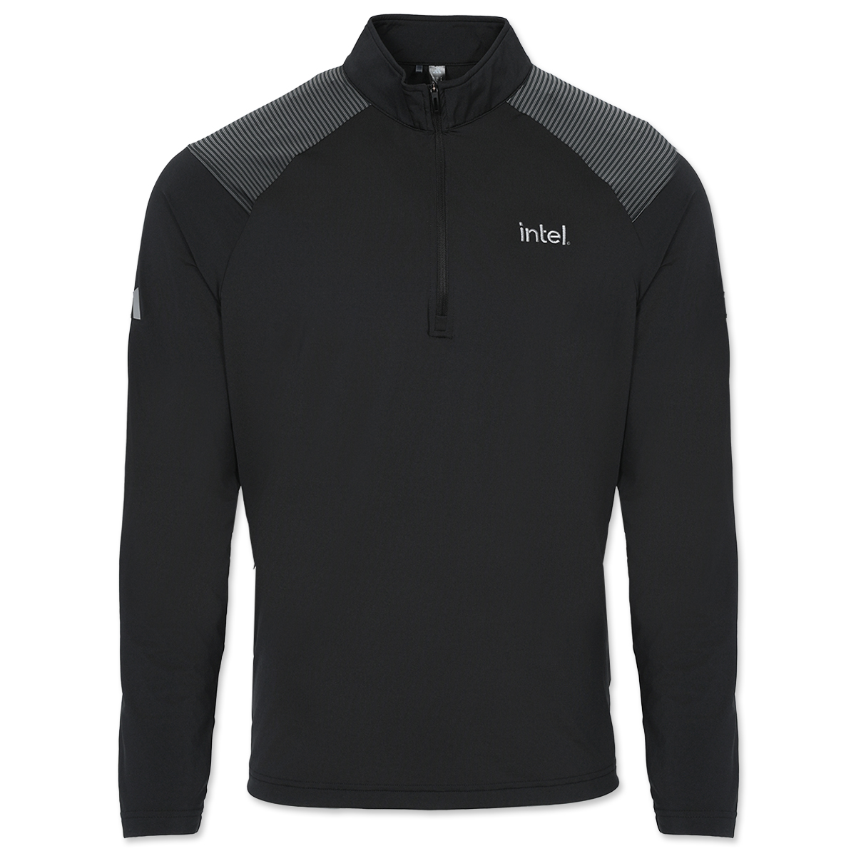Black Adidas Shoulder Stripe Quarter-Zip Pullover
